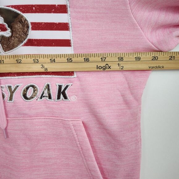 Mossy Oak Hoodie Sweatshirt Women's S Pink Large Flag Logo Pullover Pockets - Picture 5 of 10